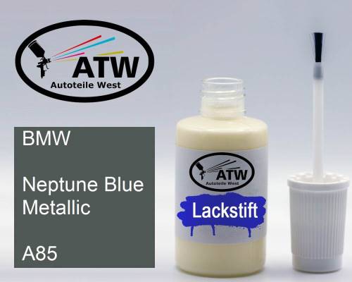 BMW, Neptune Blue Metallic, A85: 20ml Lackstift, von ATW Autoteile West.